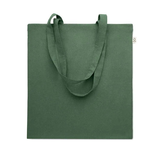 Geanta de cumparaturi din bumbac reciclat olive verde cu manere rezistente si design minimalist