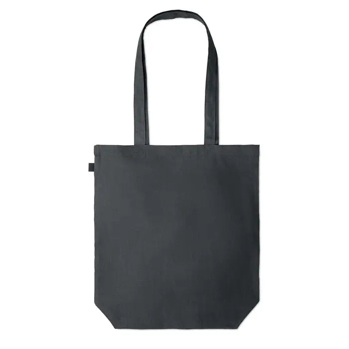 Geanta de cumparaturi din canepa 200 grm² din panza neagra cu manere rezistente si design minimalist