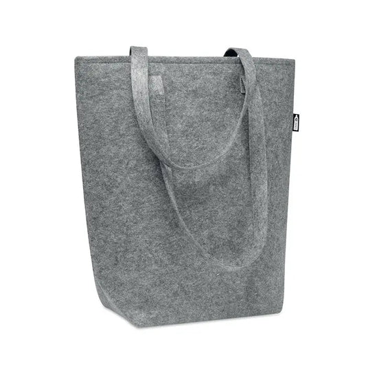 Geanta de cumparaturi din fetru rpet gri mediu, cu manere rezistente si design minimalist, ideala pentru shopping