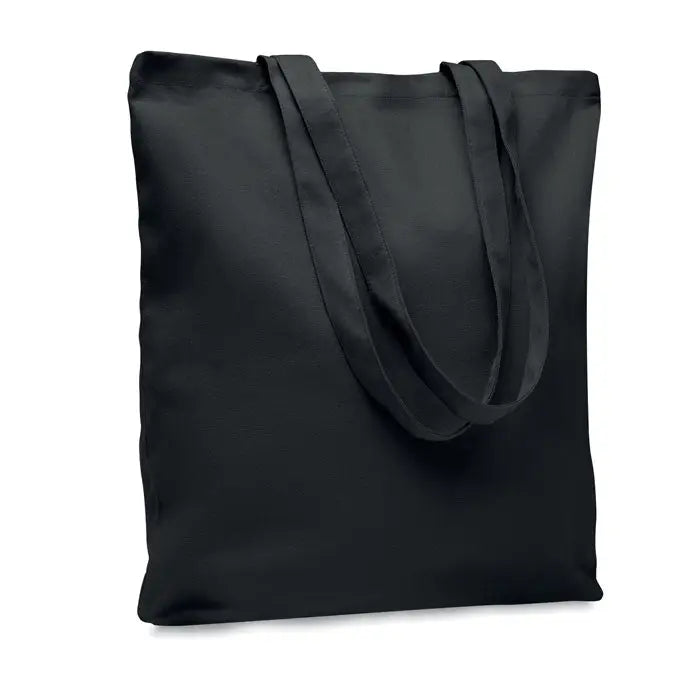 Geanta de cumparaturi din panza neagra de 270 gr m² cu manere rezistente pentru utilizare zilnica