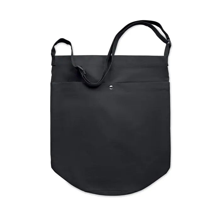 Geanta de cumparaturi din panza neagra 270 gr/m² cu umar reglabil si buzunar frontal simplu
