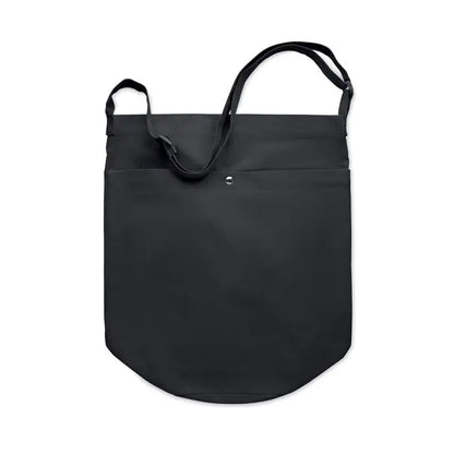 Geanta de cumparaturi din panza neagra 270 gr/m² cu umar reglabil si buzunar frontal simplu