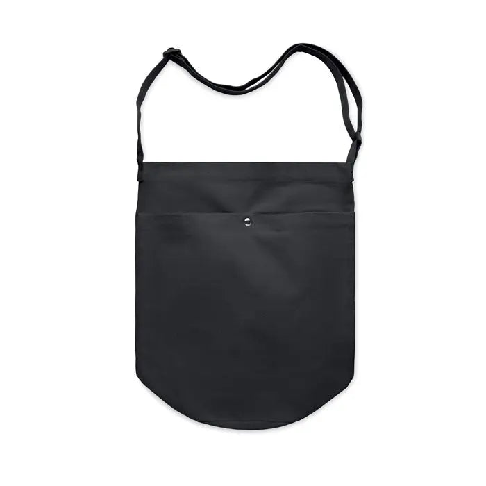 Geanta de cumparaturi din panza neagra 270 gr/m² cu buzunar frontal si bretea reglabila