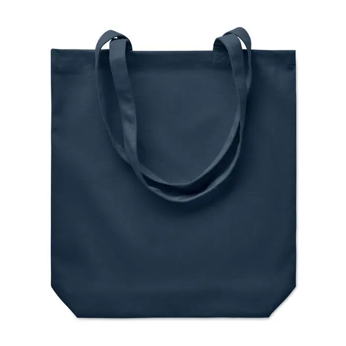 Geanta de cumparaturi din panza navy blue de 270 gr/m² cu manere asortate pentru uz zilnic