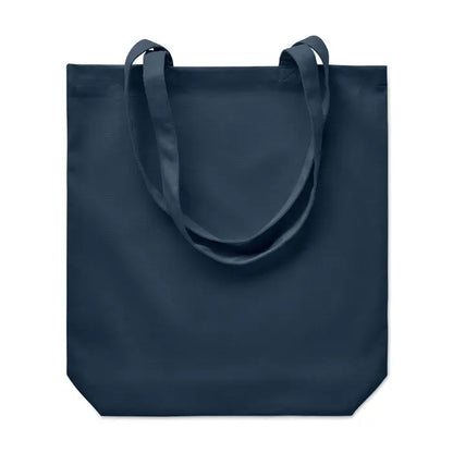 Geanta de cumparaturi din panza navy blue de 270 gr/m² cu manere asortate pentru uz zilnic
