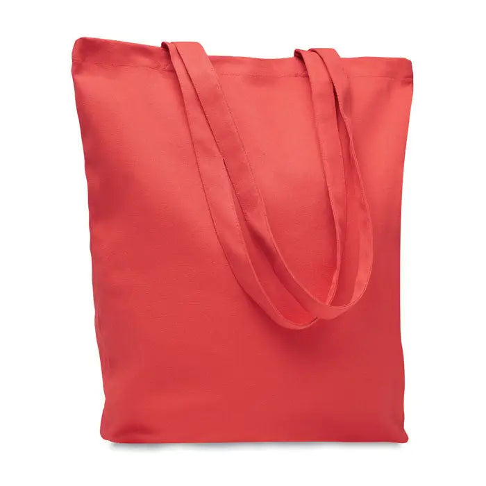 Geanta de cumparaturi din panza de 270 gr/m² coral cu manere din material textil asortate