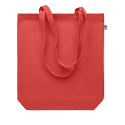 Geanta de cumparaturi din panza 270 gr/m² coral cu manere din acelasi material, ideala pentru transport durabil