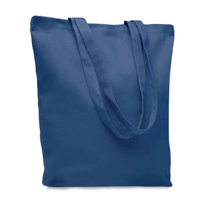 Geanta de cumparaturi din panza 270 gr m² albastru inchis cu manere din acelasi material textil