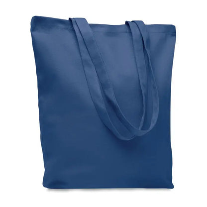 Geanta de cumparaturi din panza 270 gr m² albastru inchis cu manere din acelasi material textil
