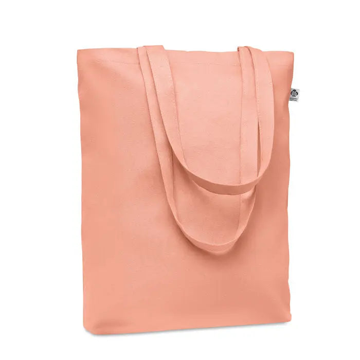 Geanta de cumparaturi din panza 270 gr/m² de culoare piersica deschisa cu manere din material textil moale