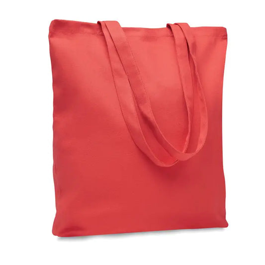Geanta de cumparaturi din panza de 270 gr/m² in culoare coral cu manere din material textil asortate