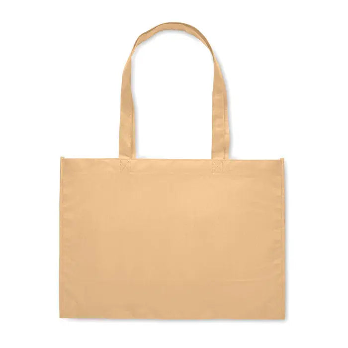 Geanta de cumparaturi din rpet netesut bej cu doua manere rezistente din material non-woven