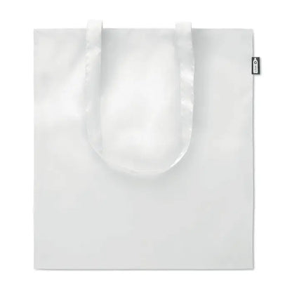 Geanta de cumparaturi alba reutilizabila din rpet cu manere rezistente si design minimalist