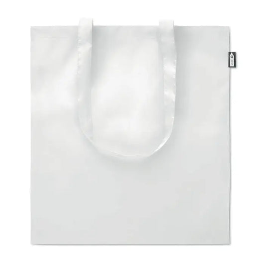 Geanta de cumparaturi alba reutilizabila din rpet cu manere rezistente si design minimalist