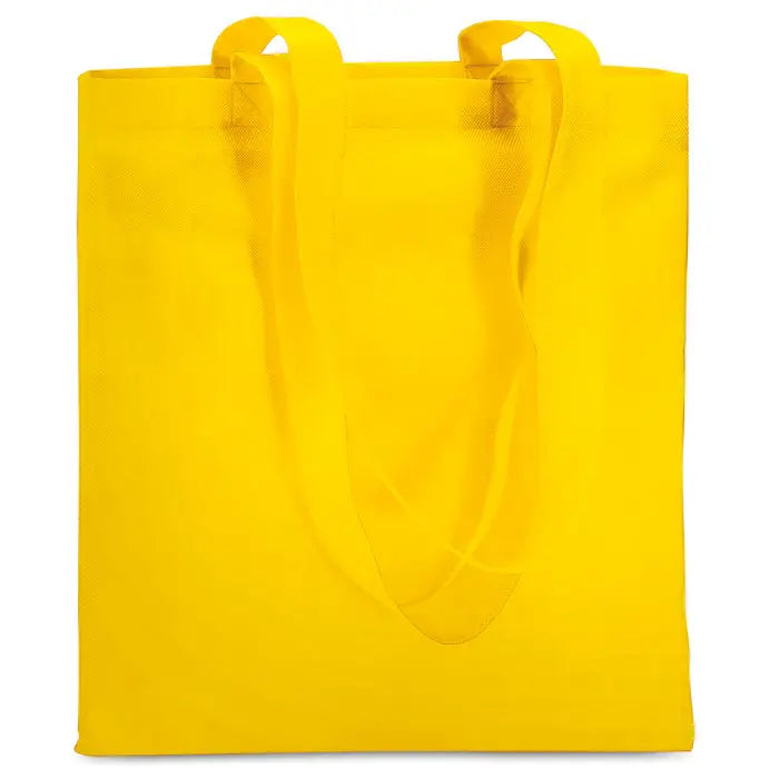 Geanta de cumparaturi netesuta galbena deschisa de 80 gr/m² cu manere rezistente din material nețesut