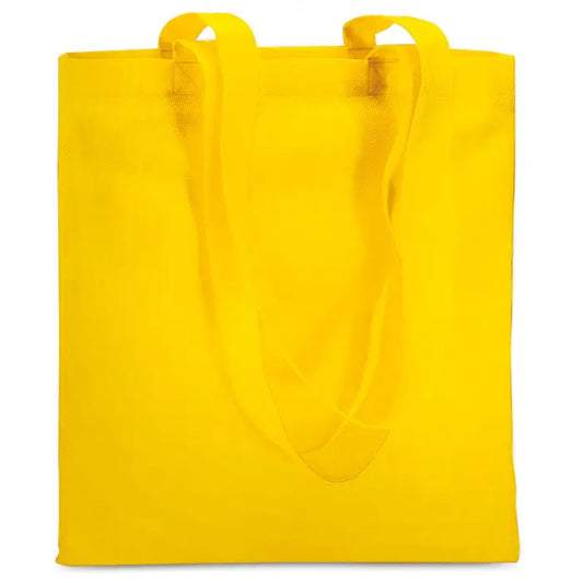 Geanta de cumparaturi netesuta galbena deschisa de 80 gr/m² cu manere rezistente din material nețesut