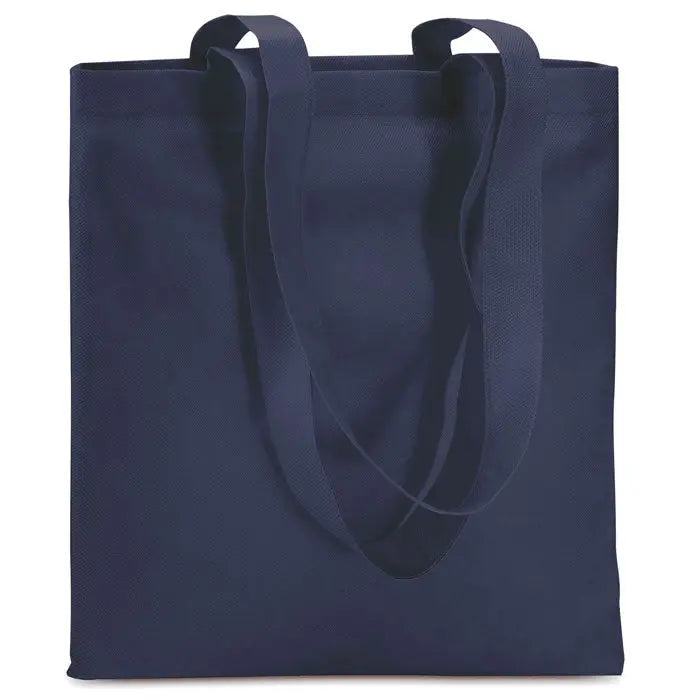 Navy blue geanta de cumparaturi netesuta de 80 gr/m² din panza cu manere rezistente pentru uz zilnic