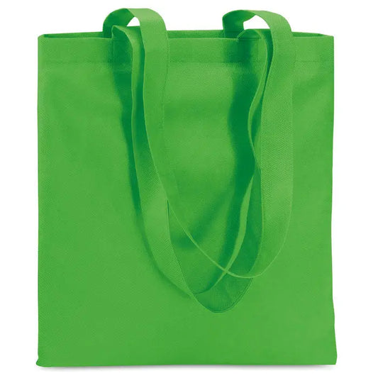 Geanta de cumparaturi netesuta de 80 gr/m² verde aprins din panza cu manere rezistente