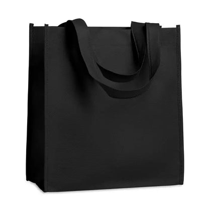 Geanta de cumparaturi netesuta neagra de 80 gr/m² cu manere rezistente din material textil robust