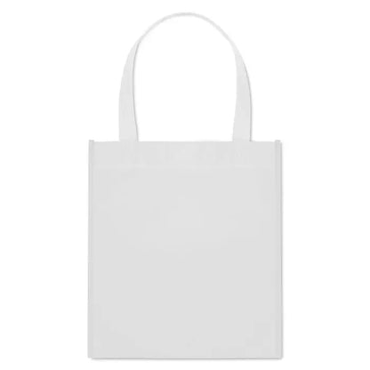 Geanta de cumparaturi netesuta alba din tesatura neesuata de 80 gr/m² cu doua manere pentru utilizare practica
