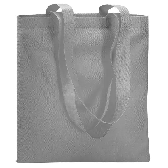 Geanta de cumparaturi netesuta de 80 gr/m² simpla gri din material nețesut cu toarte asortate