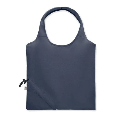 Geanta de cumparaturi pliabila navy blue cu mâner rotund și buzunar mic cu fermoar, 140 gr/m²
