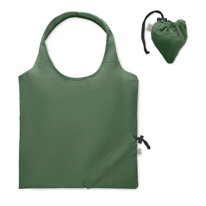 Geanta de cumparaturi pliabila olive green cu inchidere cu snur si manere intarite 140 gr/m²