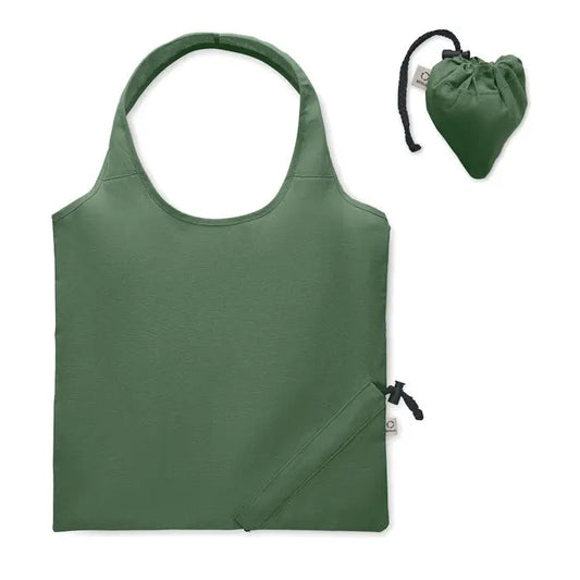 Geanta de cumparaturi pliabila olive green cu inchidere cu snur si manere intarite 140 gr/m²