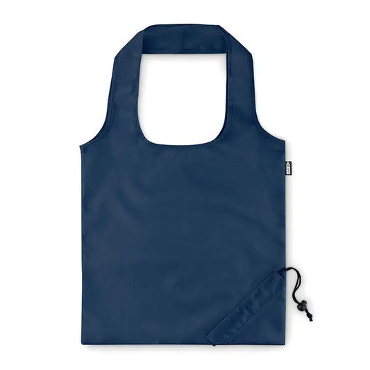 Geanta de cumparaturi pliabila din rpet navy blue cu inchidere tip snur si manere intarite pentru transport robust