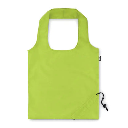 Geanta de cumparaturi pliabila din rpet lime verde cu inchidere cu snur negru si design minimalist