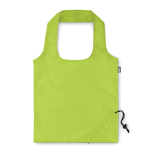 Geanta de cumparaturi pliabila din rpet lime verde cu inchidere cu snur negru si design minimalist
