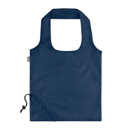 Geanta de cumparaturi pliabila din rpet navy blue cu inchidere cu snur negru pentru transport usor