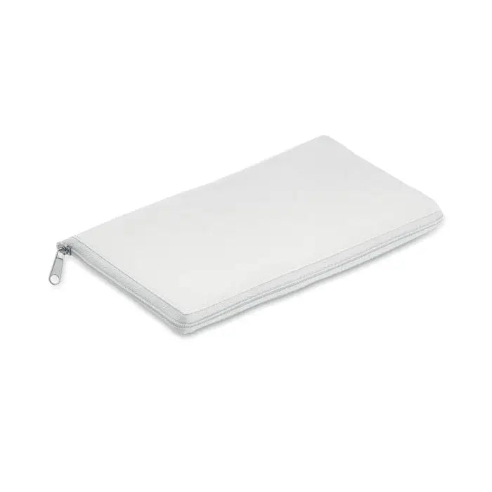 Geanta de cumparaturi pliabila alba din material neted cu fermoar metalic argintiu rectangulara