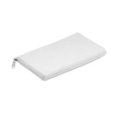 Geanta de cumparaturi pliabila alba din material neted cu fermoar metalic argintiu rectangulara