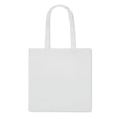 Geanta de cumparaturi rpet netesuta alba din panza cu doua manere asortate pentru cumparaturi eco-friendly