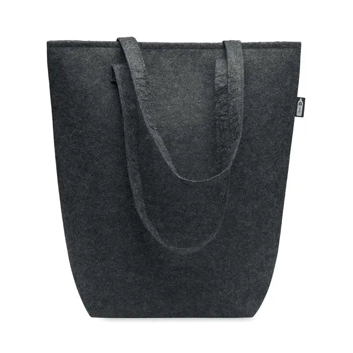 Geanta de eveniment si cumparaturi din fetru rpet gri inchis cu manere rezistente si design minimalist