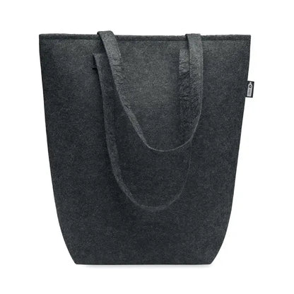 Geanta de eveniment si cumparaturi din fetru rpet gri inchis cu manere rezistente si design minimalist