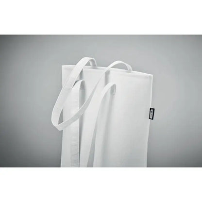 Geanta de eveniment cumparaturi din fetru rpet alb cu manere rezistente si design minimalist din panza alba