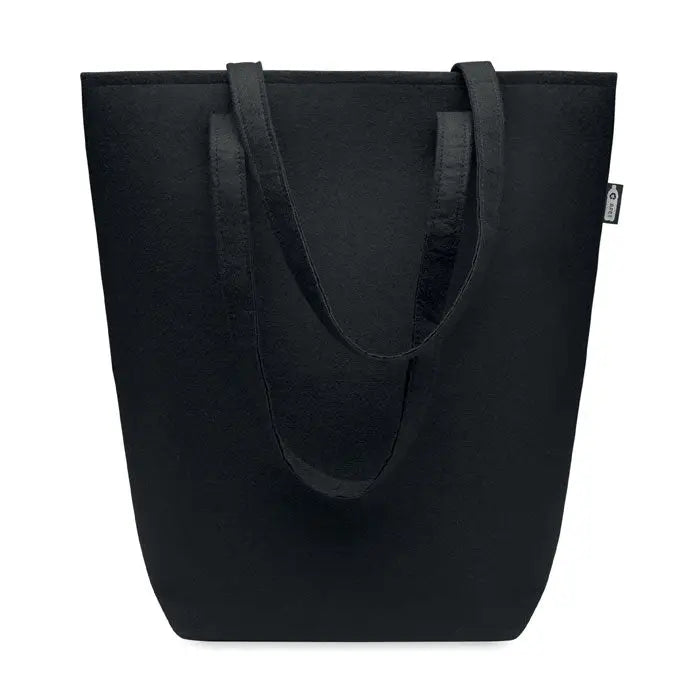 Geanta de eveniment din fetru rpet neagra cu manere rezistente si design minimalist pentru cumparaturi