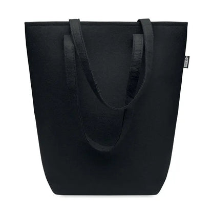 Geanta de eveniment din fetru rpet neagra cu manere rezistente si design minimalist pentru cumparaturi