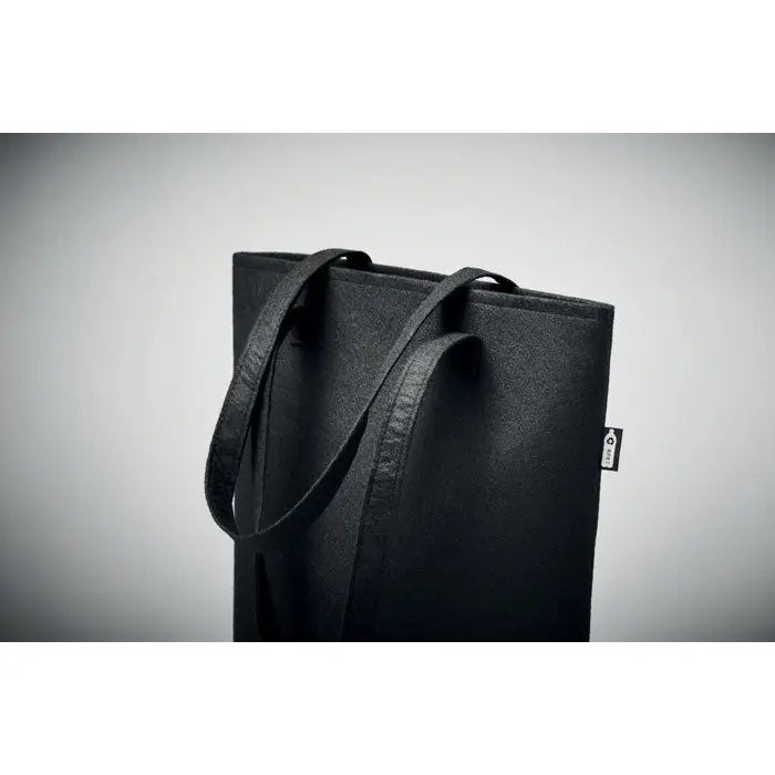 Geanta de eveniment din fetru rpet neagra cu manere rezistente si design minimalist pentru cumparaturi