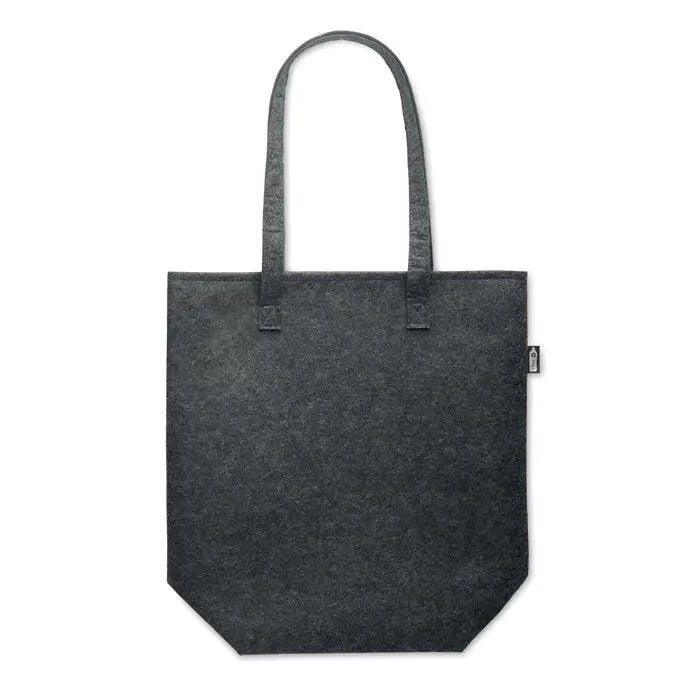Geanta de eveniment cumparaturi din fetru rpet gri inchis cu manere rezistente si design minimalist