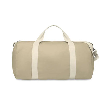 Geanta de mana reciclata 320 gr/m² beige din panza cu manere si curea crem din webbing