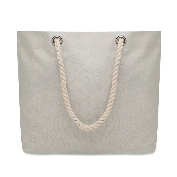 Beige geanta de plaja din panza cu maner gros din snur alb 220 gr pe metru patrat