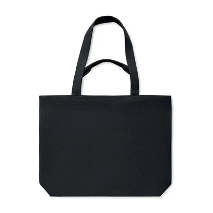 Geanta de plaja neagra din panza 320 gr m² cu manere rezistente pentru utilizare zilnica