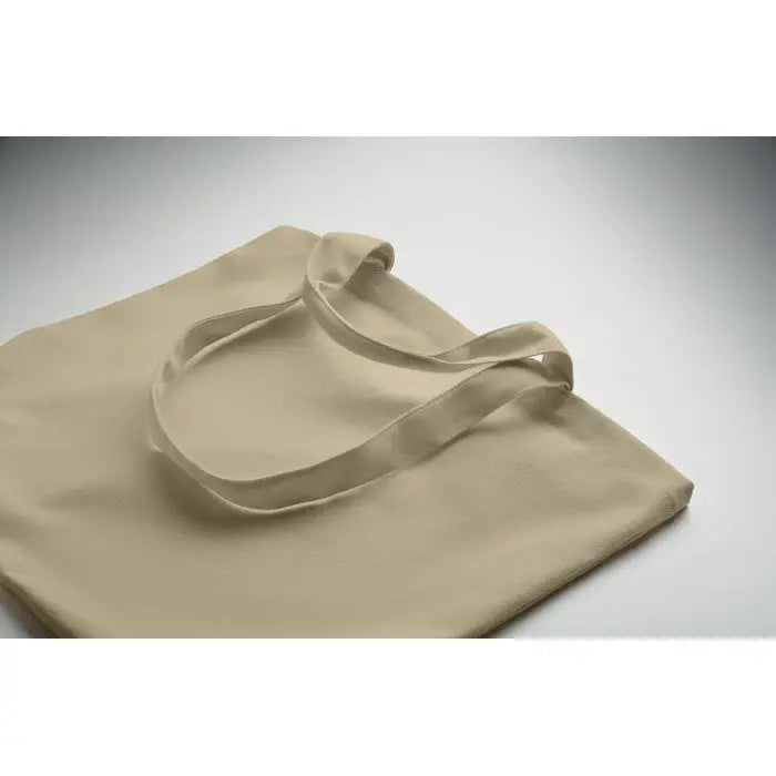 Geanta de plaja bej din panza 320 gr/m² cu manere asortate pentru plaja si cumparaturi