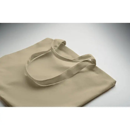 Geanta de plaja bej din panza 320 gr/m² cu manere asortate pentru plaja si cumparaturi