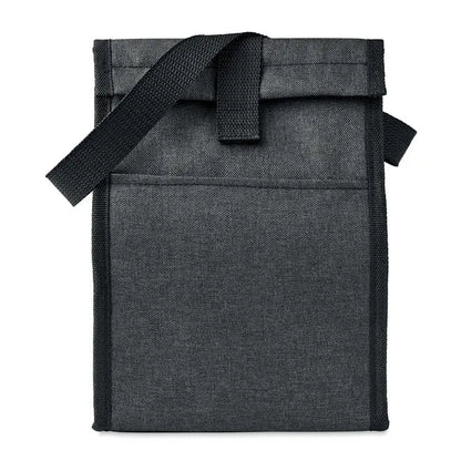 Geanta de pranz izolata 600d rpet neagra texturata cu bretea ajustabila si inchidere roll-top