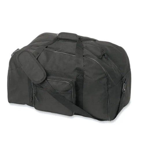 Geanta de sport sau de voiaj neagra cu multiple fermoare si bareta detasabila pentru umar