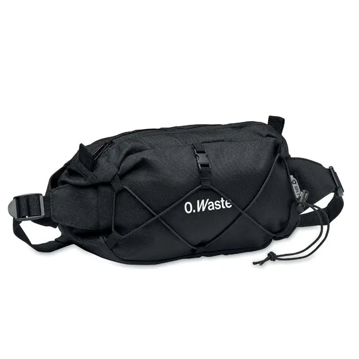 Geanta de talie neagra din 600d rpet cu material texturat si bretele reglabile pentru uz cotidian
